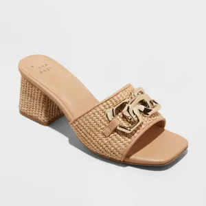 A New Day Women's Fauna Raffia Mule Heels 89530483