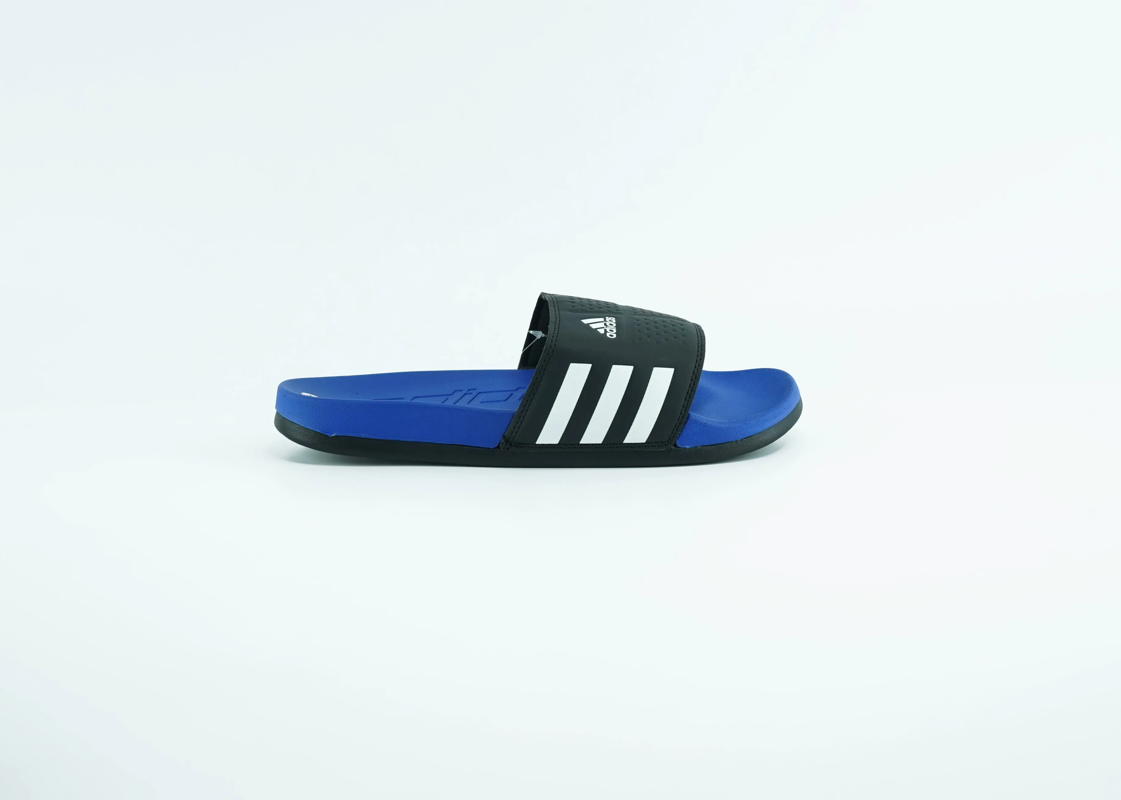 Adidas black and blue slides for men