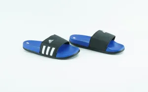 Adidas black and blue slides for men