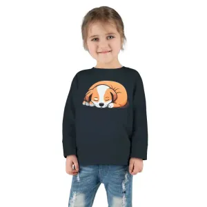 Adorable Cute Dog Sleeping Toddler Long Sleeve Tee