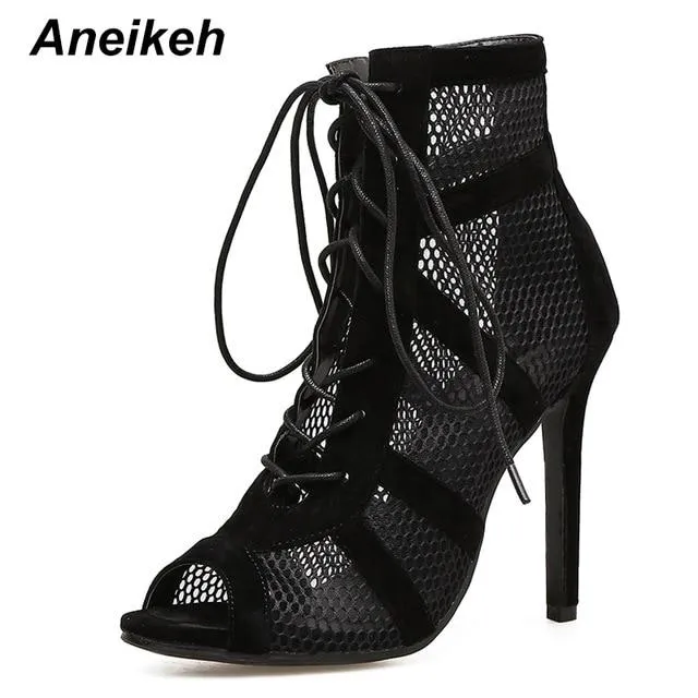 Aneikeh 2021 Fashion Basic Sandals Boots Women High Heels Pumps