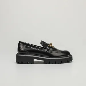 Barbara Black Chunky Leather Loafer