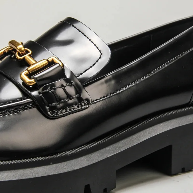 Barbara Black Chunky Leather Loafer