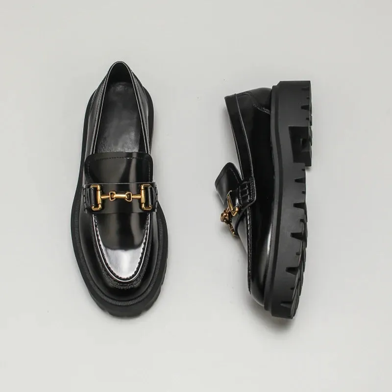 Barbara Black Chunky Leather Loafer