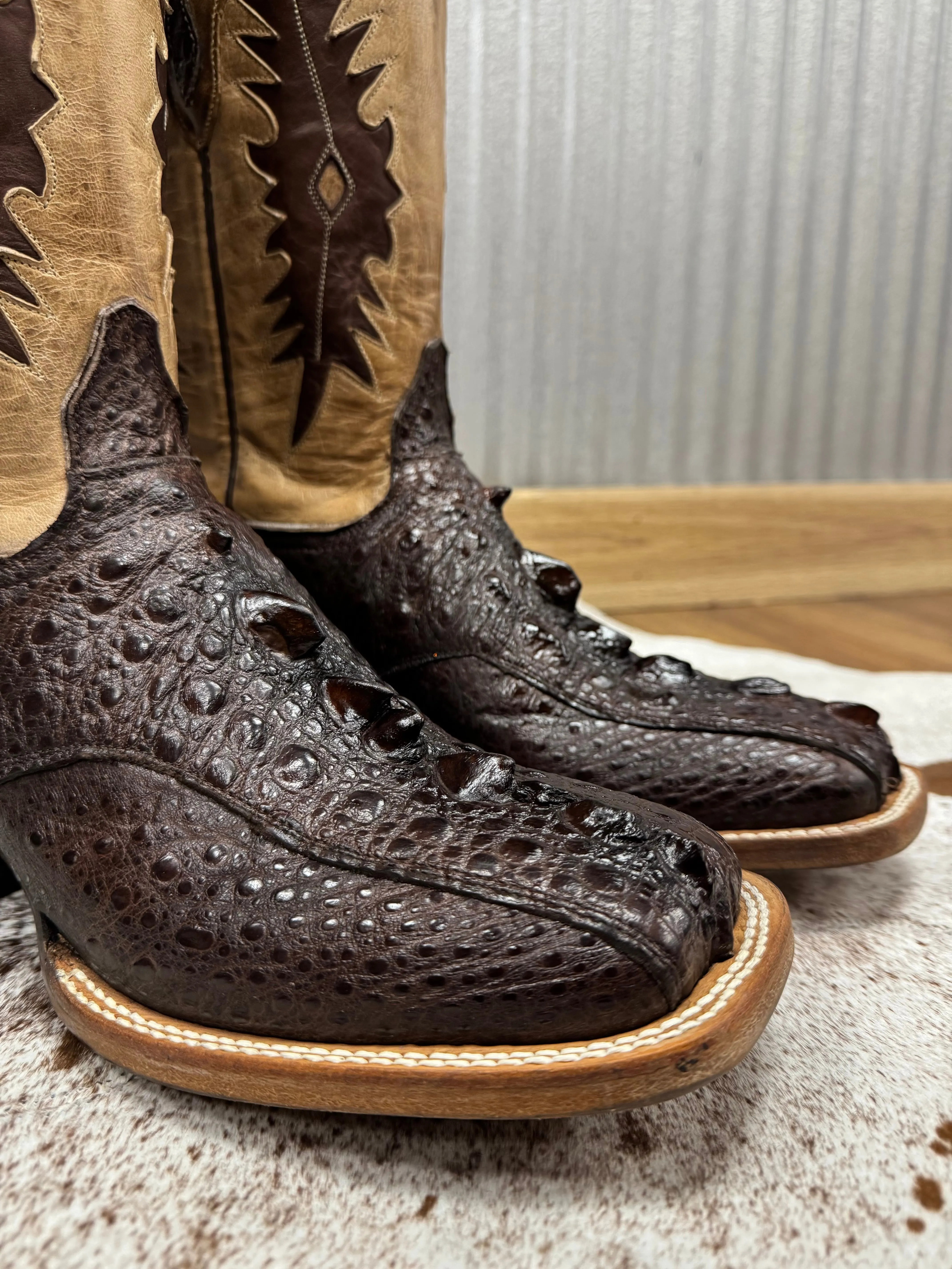 Black Jack Men’s Brown Genuine Snapping Turtle Square Toe Western Cowboy Boots BR2053-96
