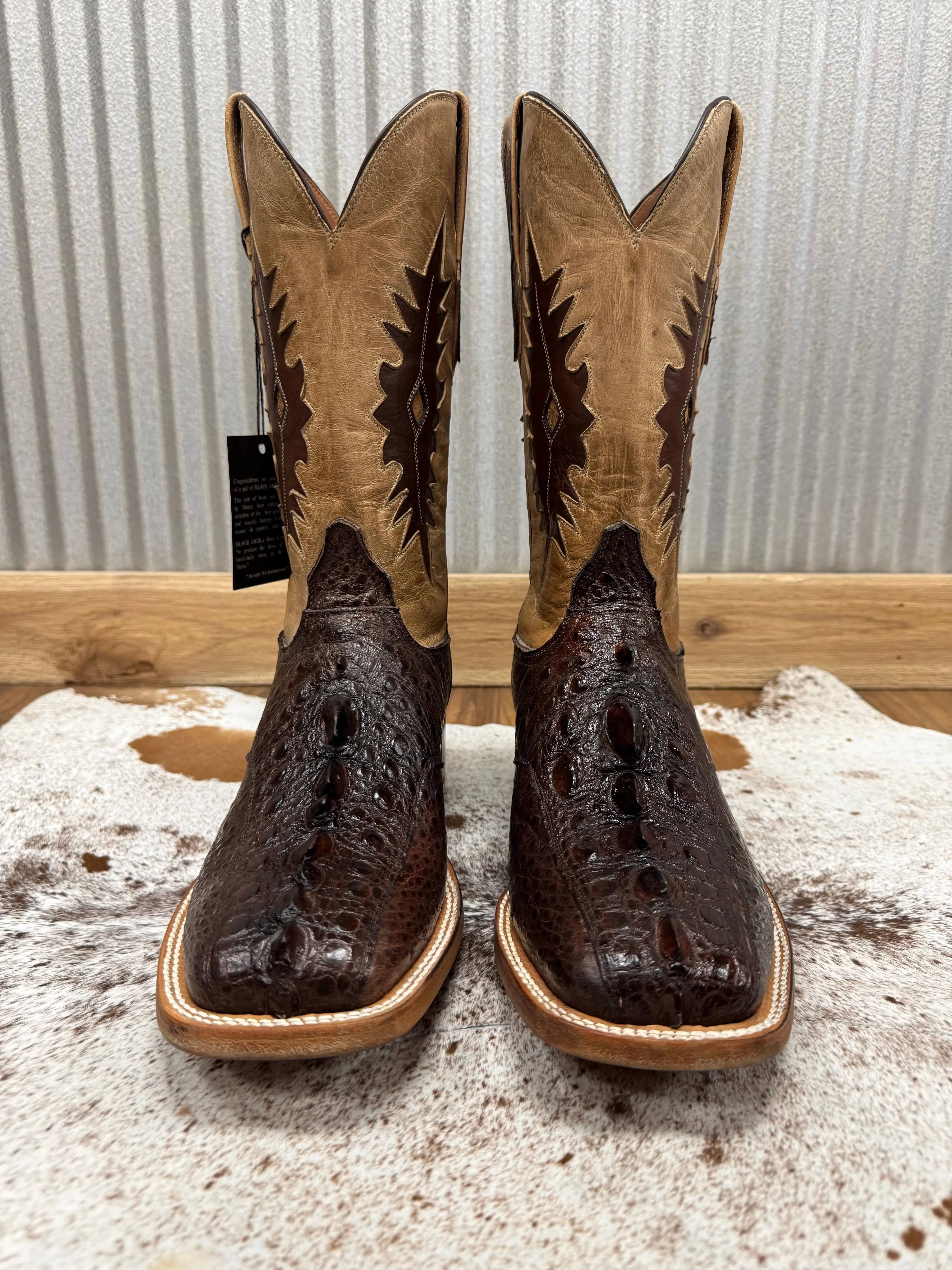 Black Jack Men’s Brown Genuine Snapping Turtle Square Toe Western Cowboy Boots BR2053-96
