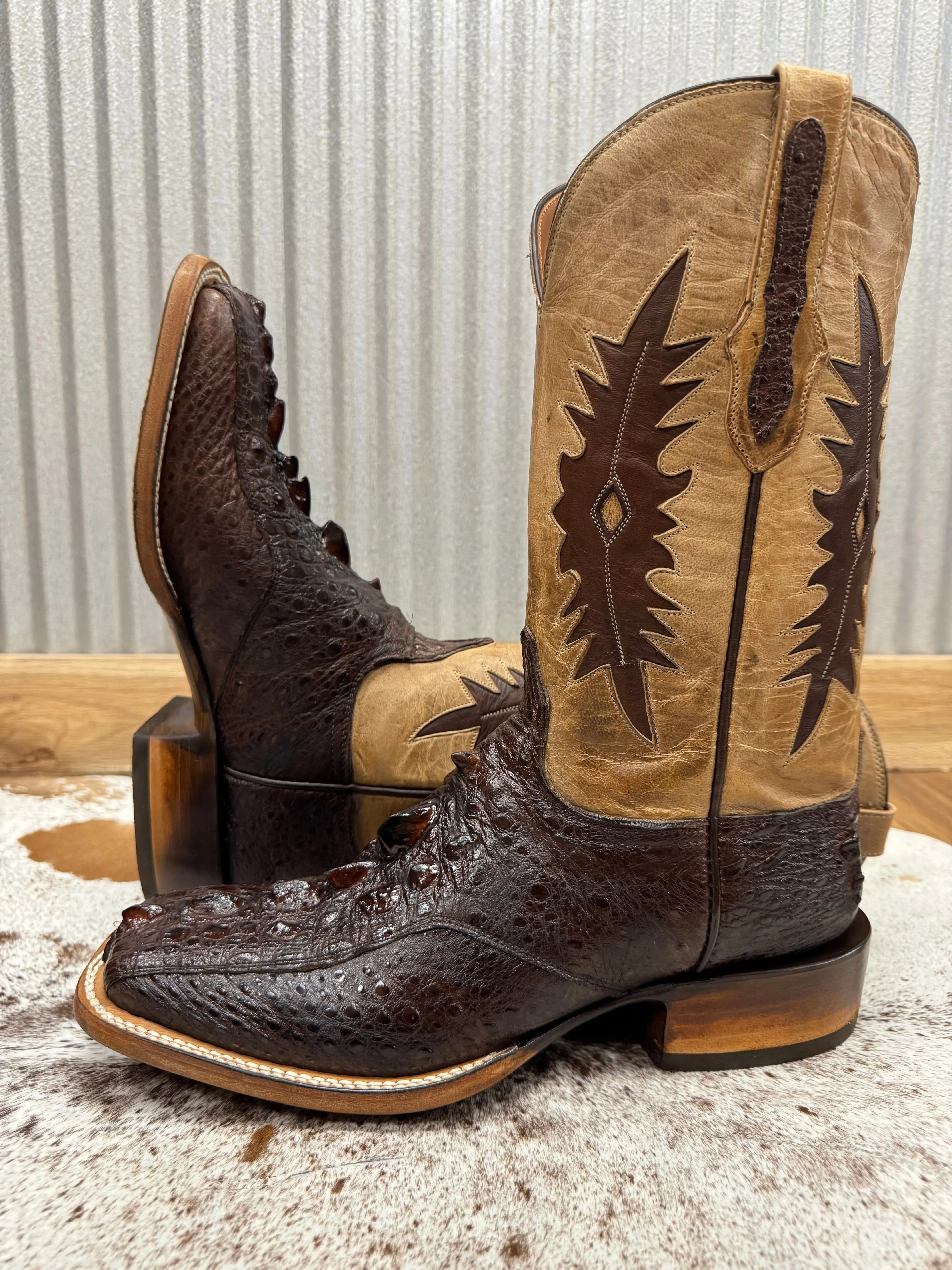 Black Jack Men’s Brown Genuine Snapping Turtle Square Toe Western Cowboy Boots BR2053-96