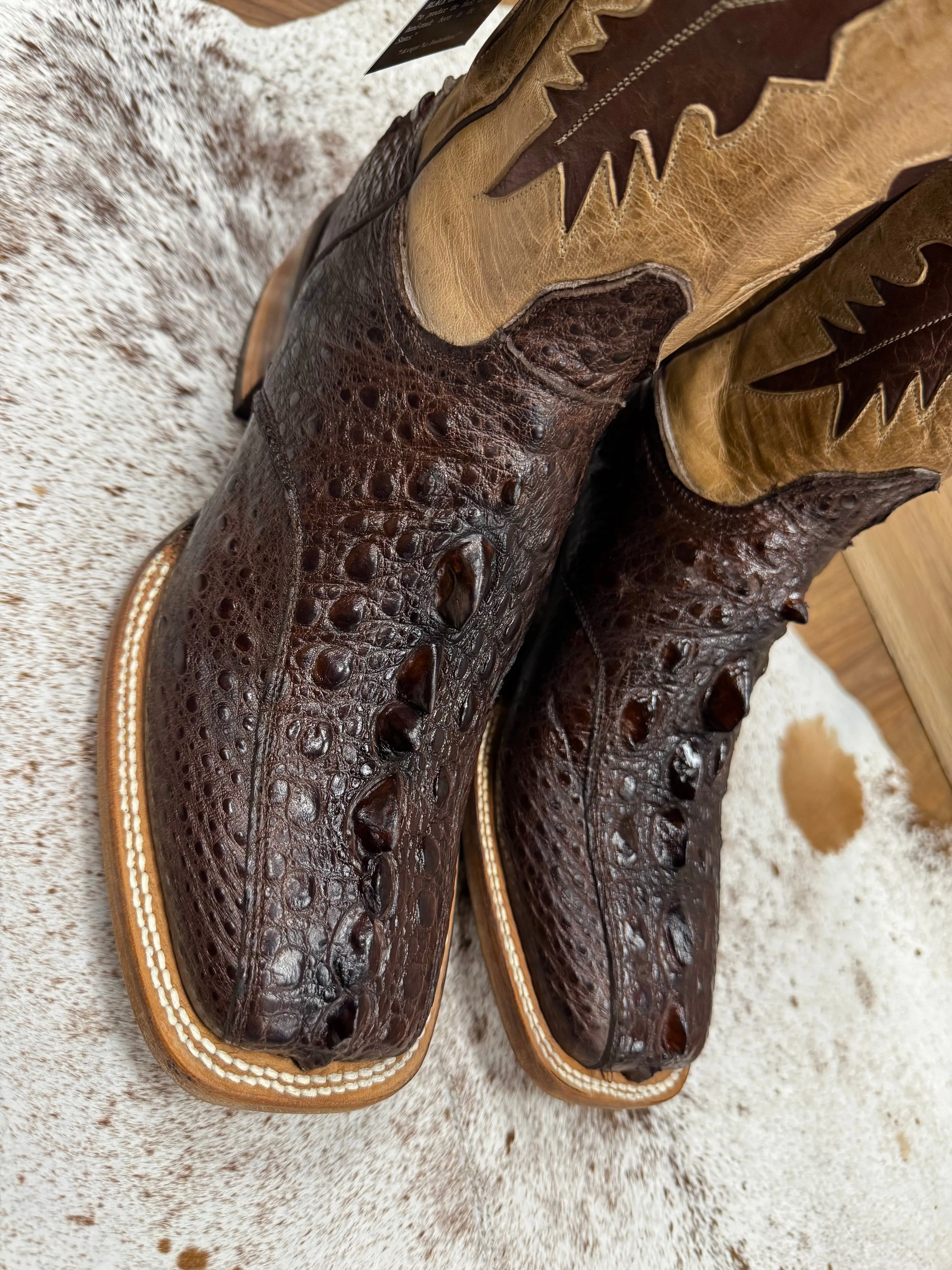 Black Jack Men’s Brown Genuine Snapping Turtle Square Toe Western Cowboy Boots BR2053-96