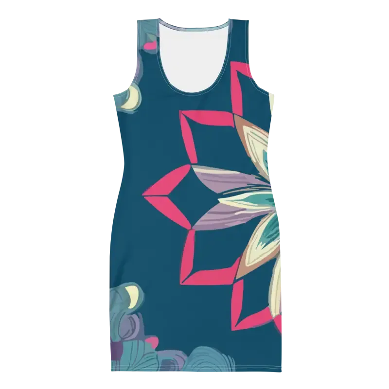 Bold Blue Pattern Sublimation Cut Sew Dress