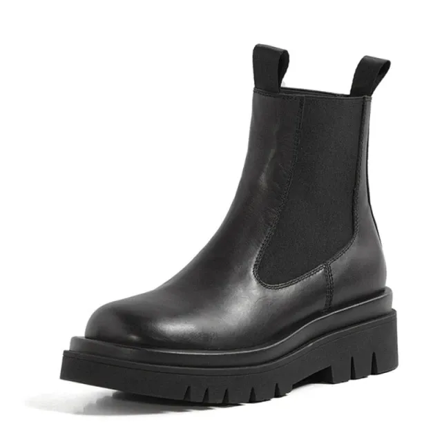 Borja Women's Leather Platform Black Boots