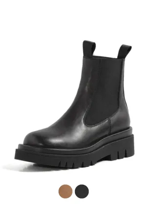 Borja Women's Leather Platform Black Boots