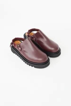 Burgundy Leather Chunky Mule