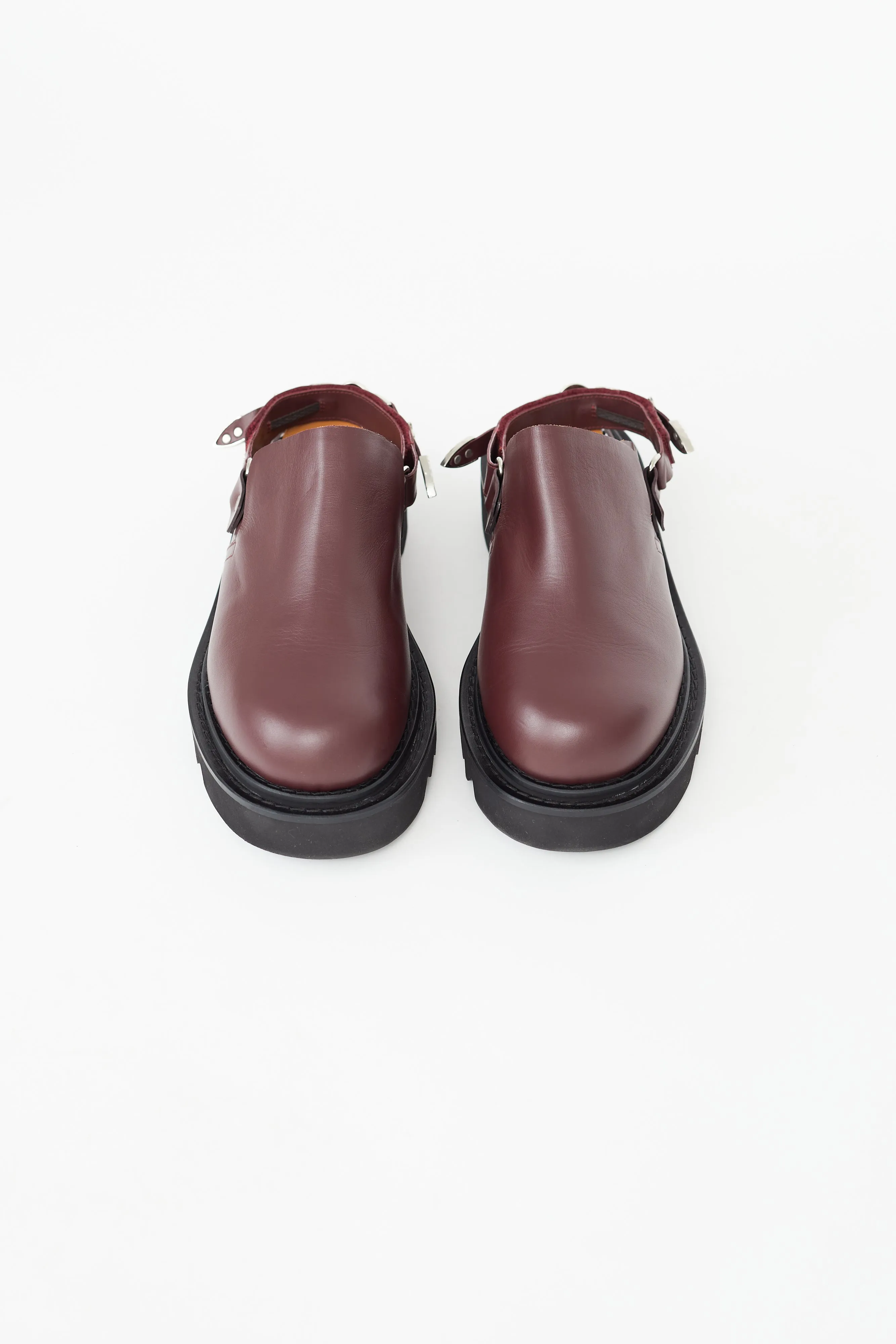 Burgundy Leather Chunky Mule
