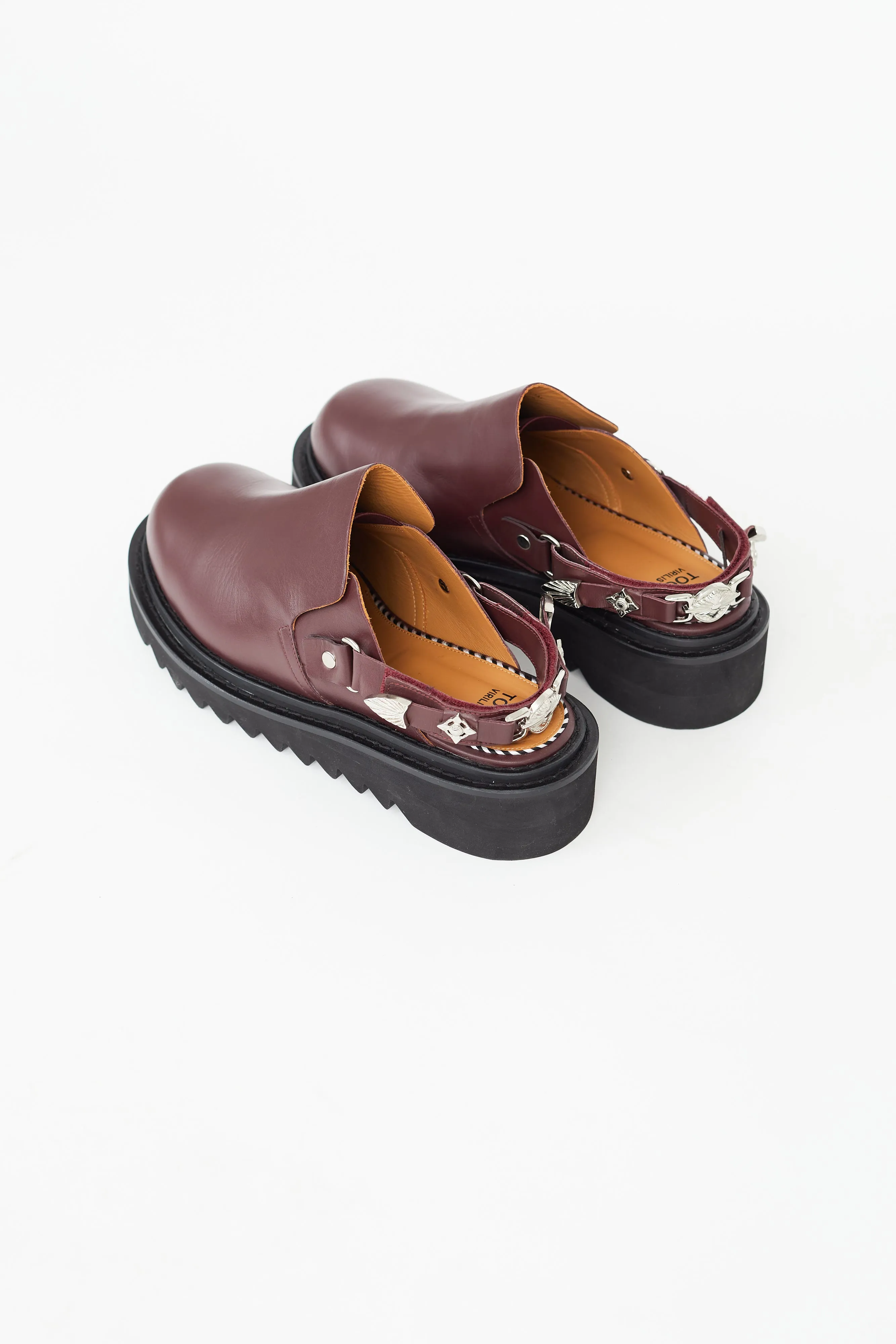 Burgundy Leather Chunky Mule