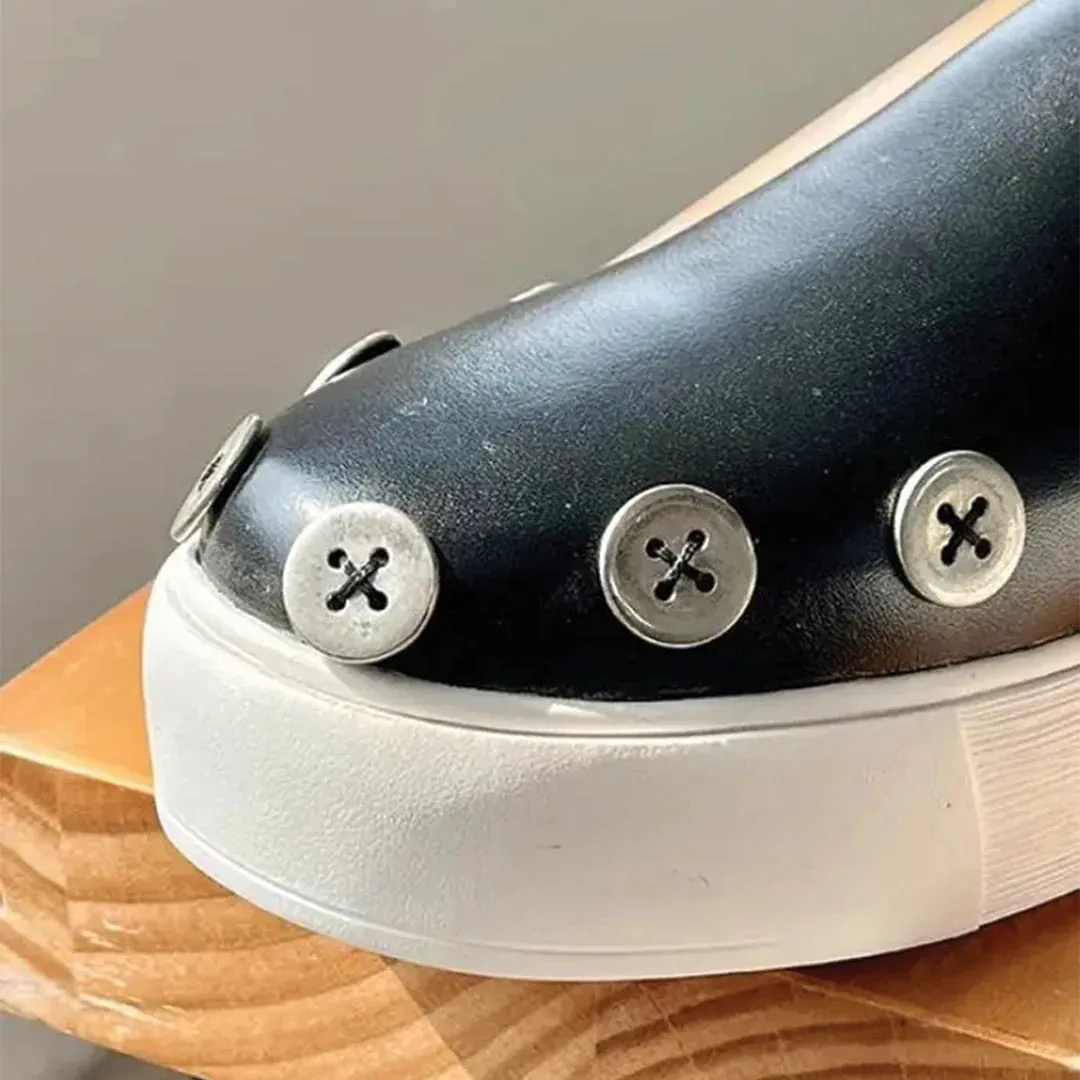 Button Mule Slip on Loafers
