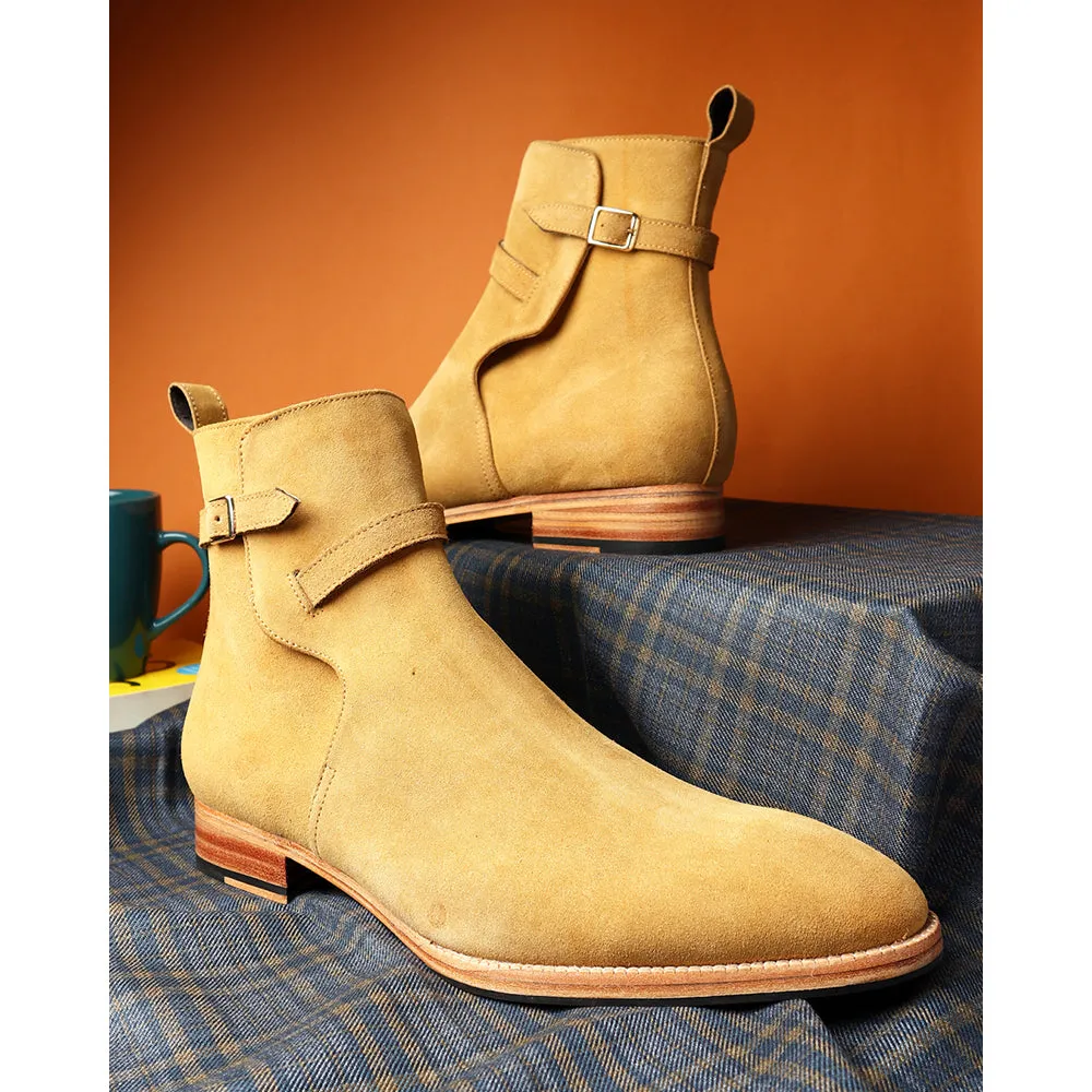 Camel Suede Modern Jodhpur Boots