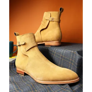 Camel Suede Modern Jodhpur Boots
