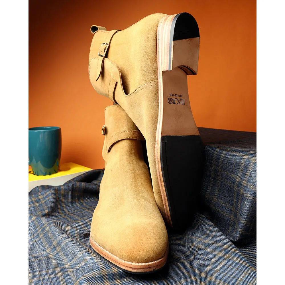 Camel Suede Modern Jodhpur Boots