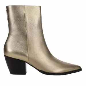 Caty Metallic Pointed Toe Cowboy Zippered Booties