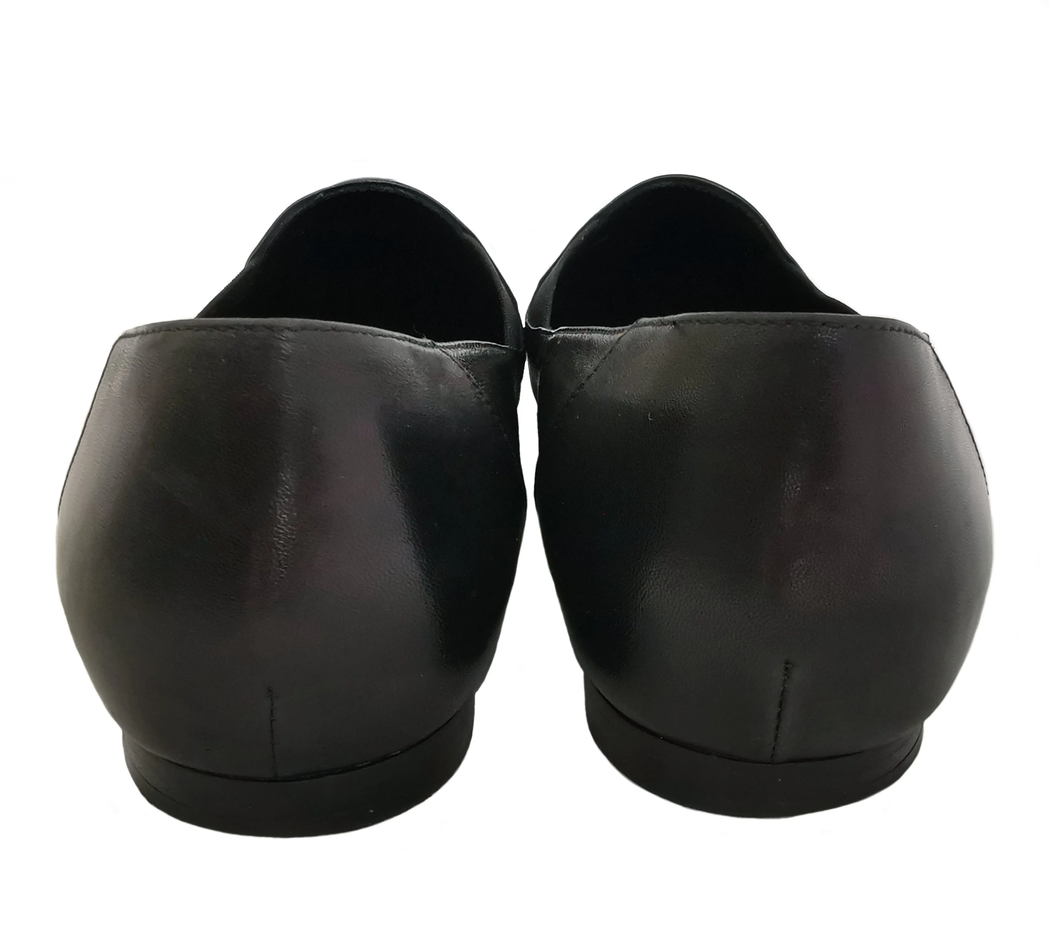 CHANEL BLACK LEATHER MOCASSINS LOAFERS (38.5)