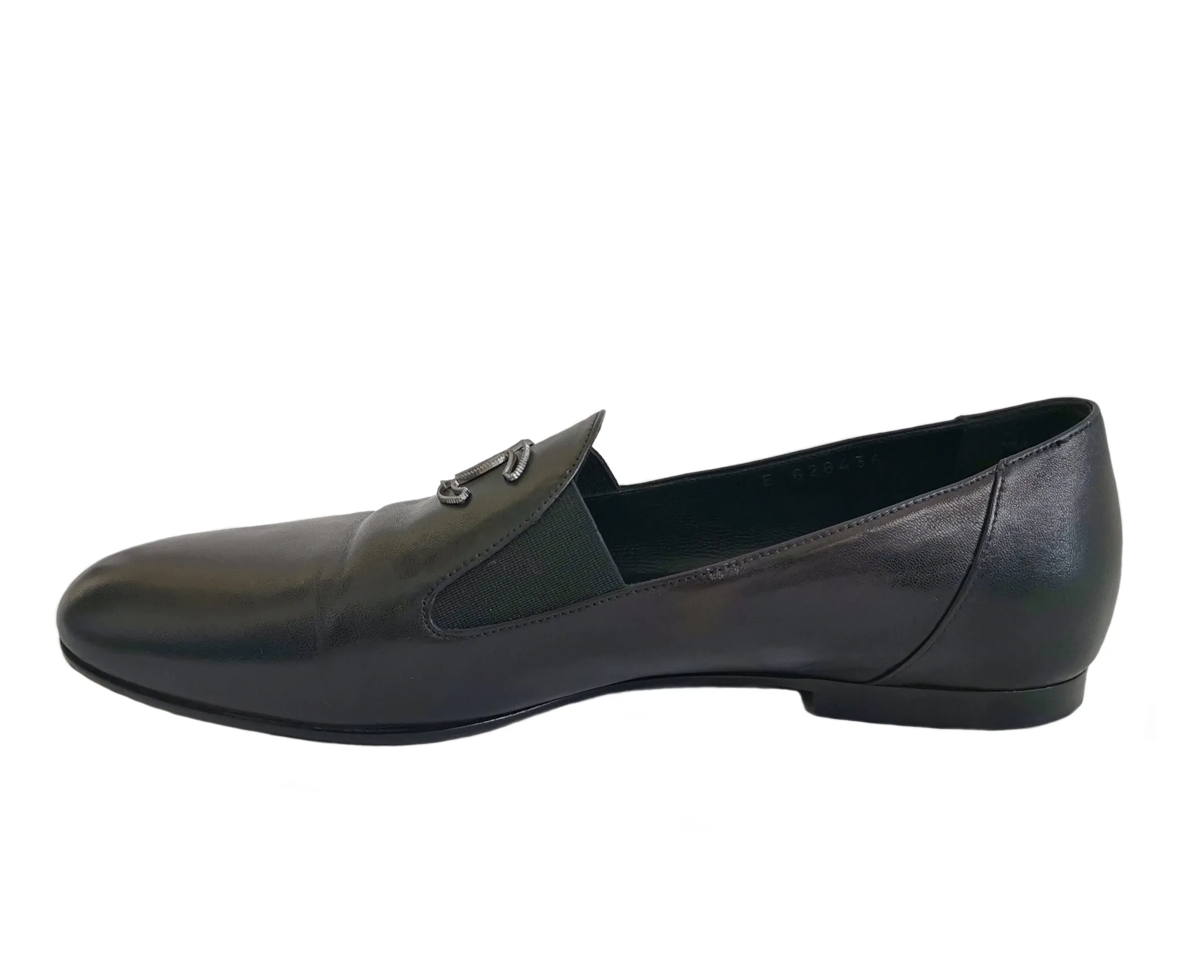 CHANEL BLACK LEATHER MOCASSINS LOAFERS (38.5)