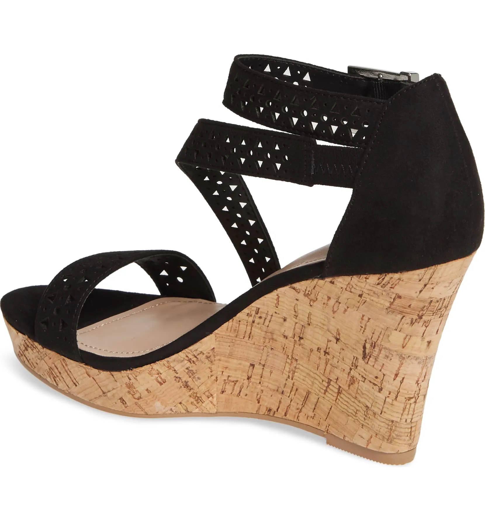 Charles by Charles David Landon Black Cork Platform Wedge Heeled Sandals