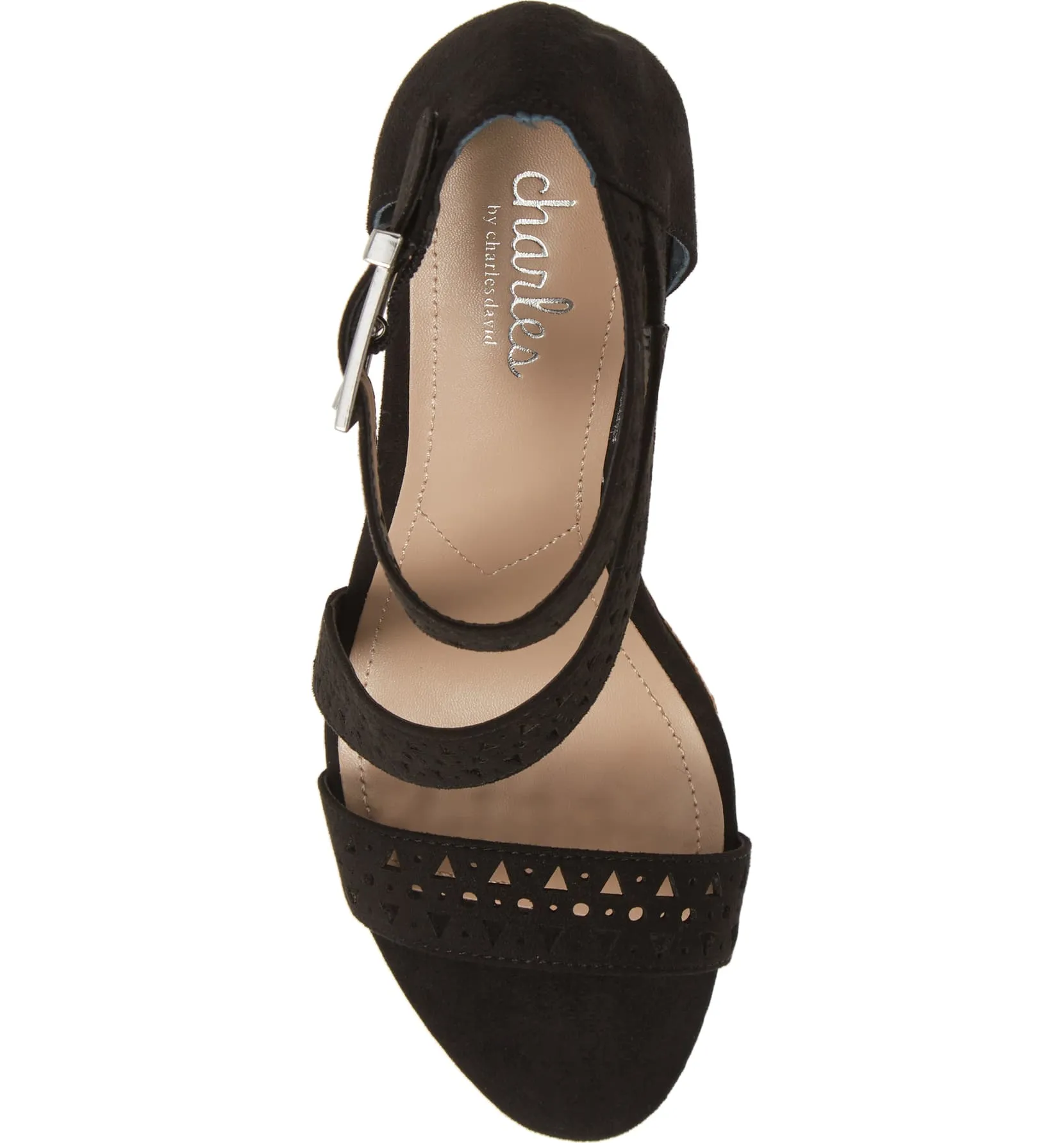 Charles by Charles David Landon Black Cork Platform Wedge Heeled Sandals