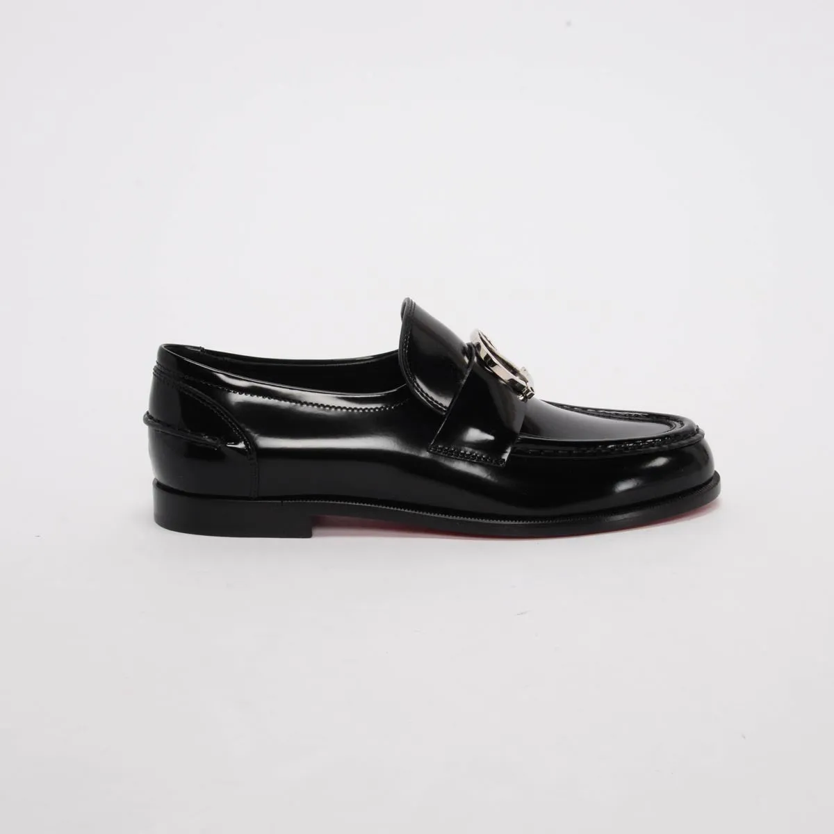 Christian Louboutin Black Hi-Shine CL Moc Loafers 36.5
