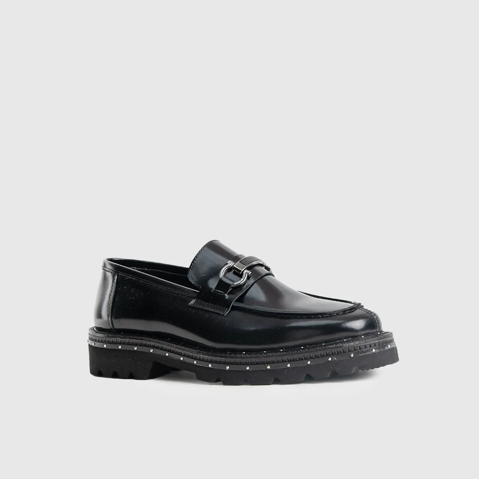 Chunky Sole Dress Loafers Black 4521