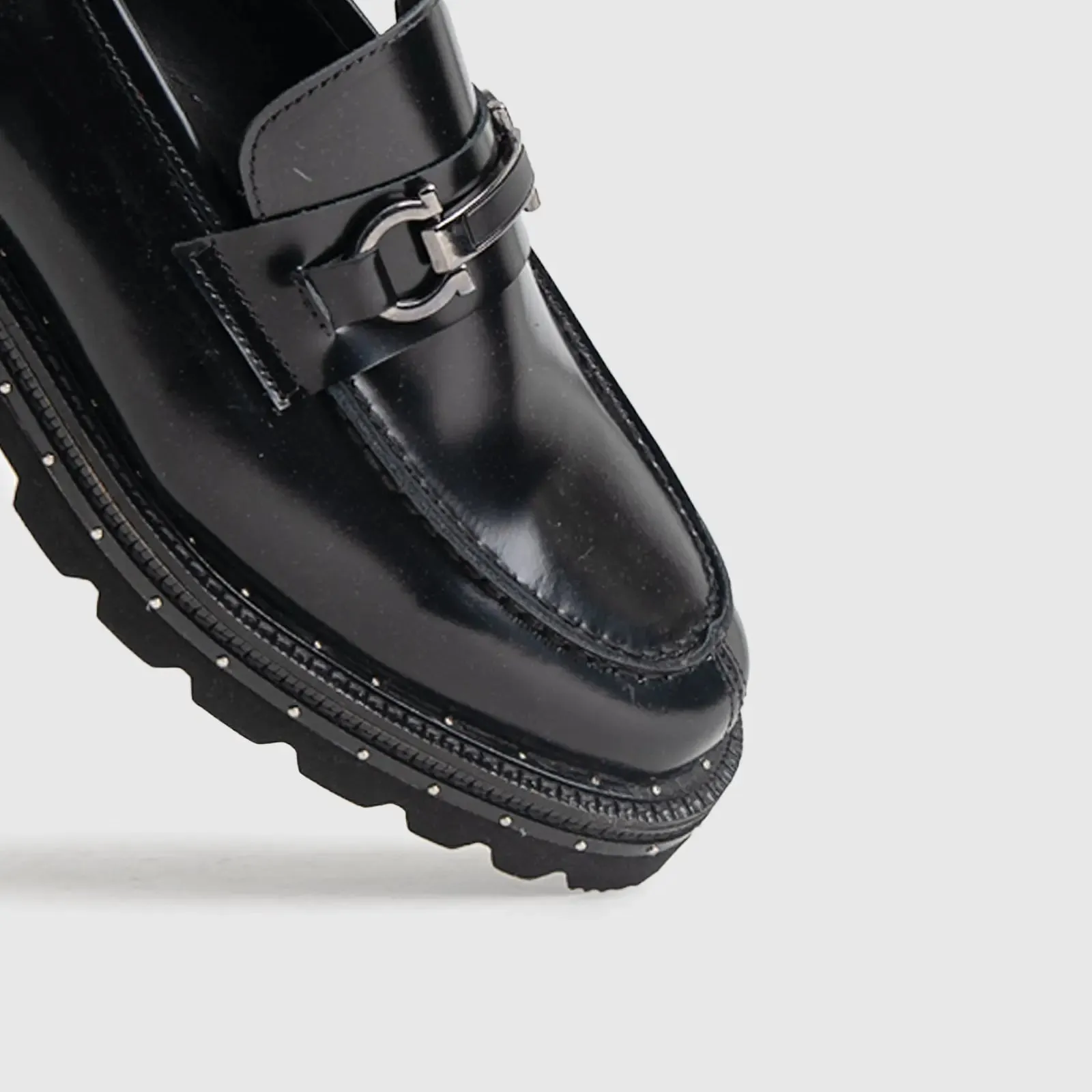 Chunky Sole Dress Loafers Black 4521