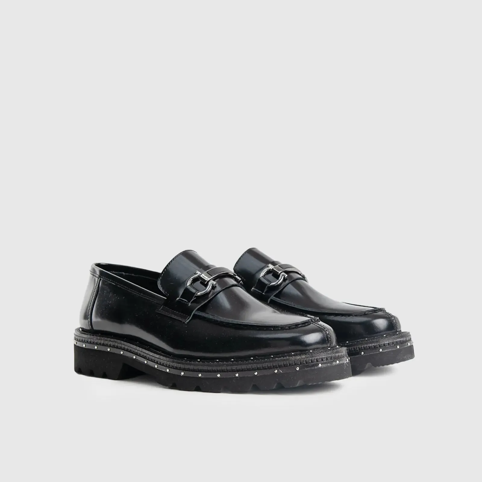 Chunky Sole Dress Loafers Black 4521