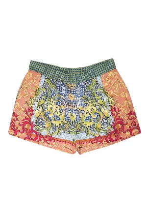 Clover Canyon - Green, Blue, Tan & Pink Abstract Print Shorts Sz XS