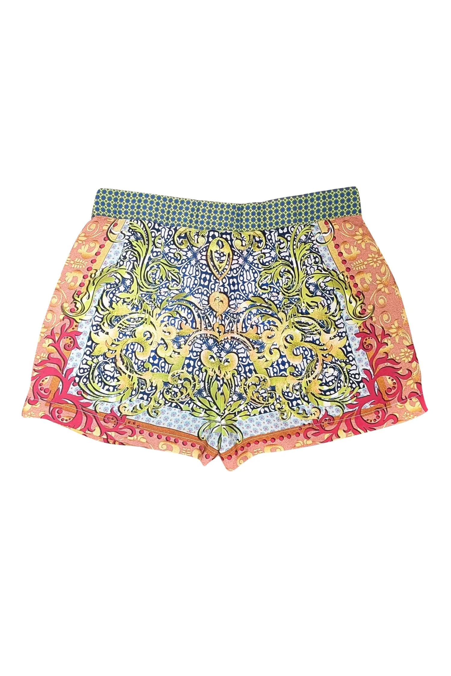 Clover Canyon - Green, Blue, Tan & Pink Abstract Print Shorts Sz XS