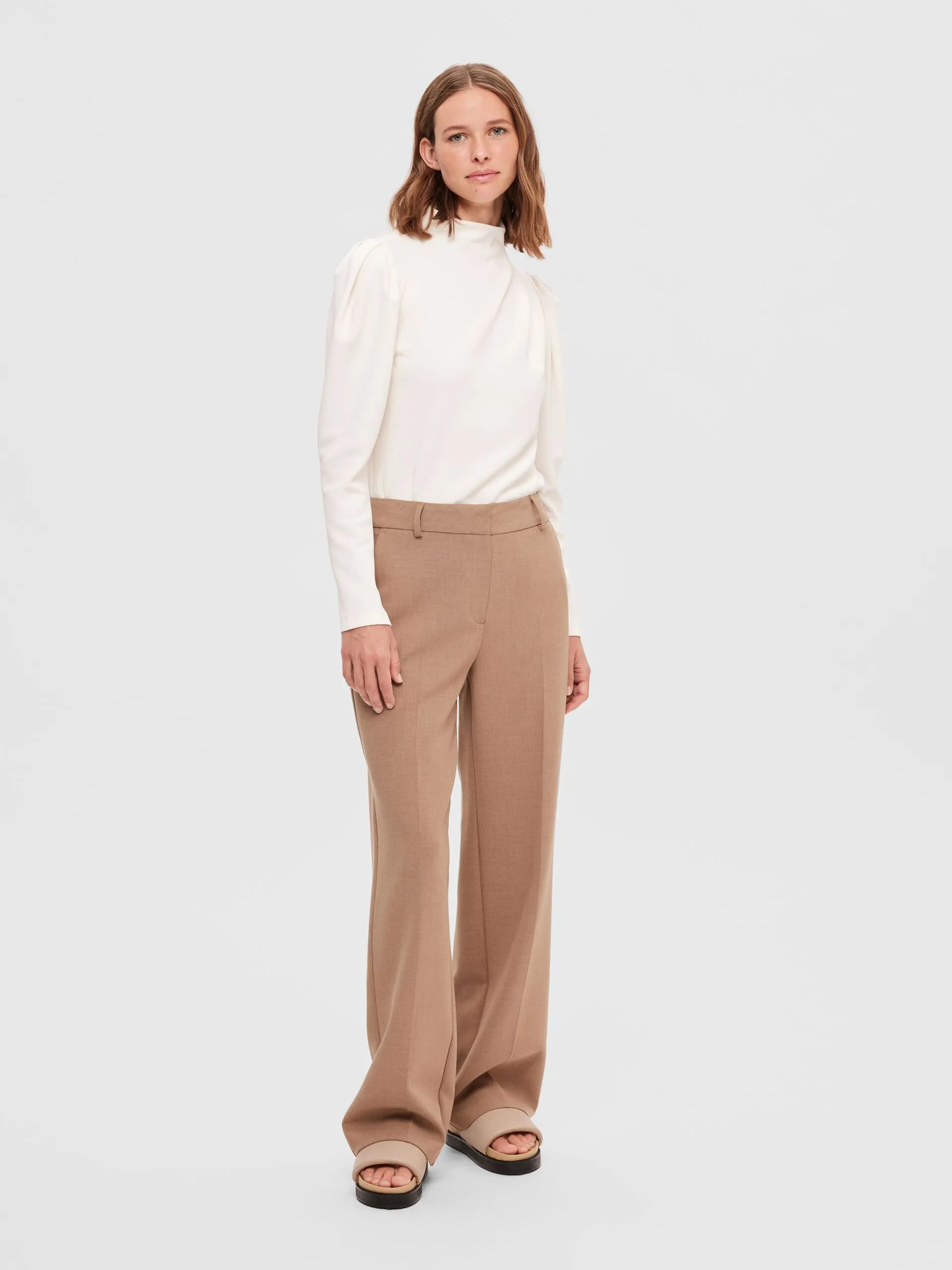 Fenja Ls T-Neck Top - Snow White