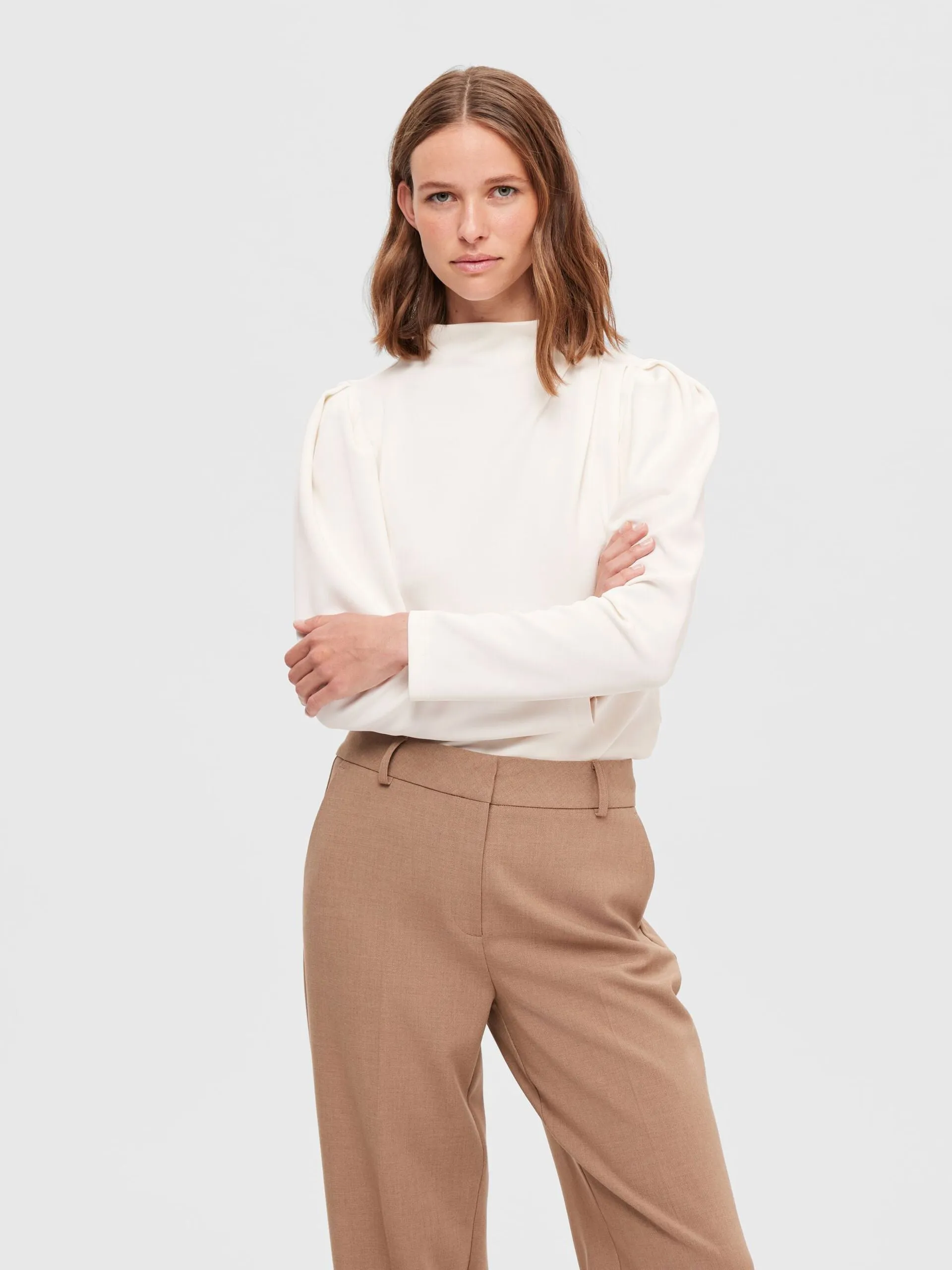 Fenja Ls T-Neck Top - Snow White