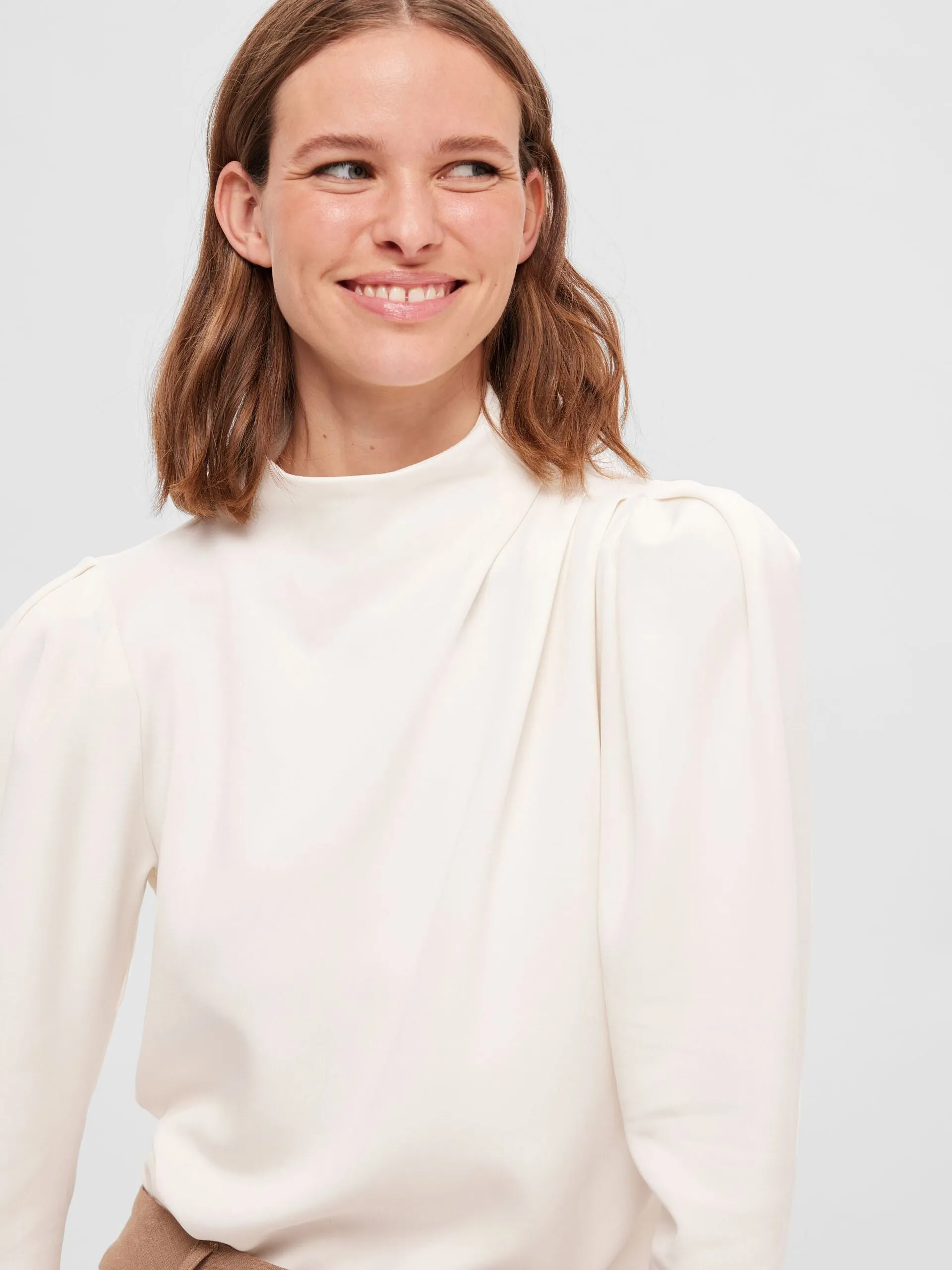 Fenja Ls T-Neck Top - Snow White