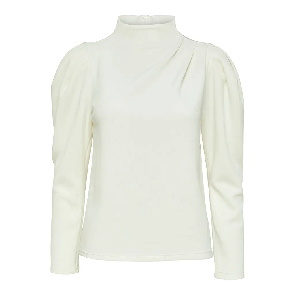 Fenja Ls T-Neck Top - Snow White