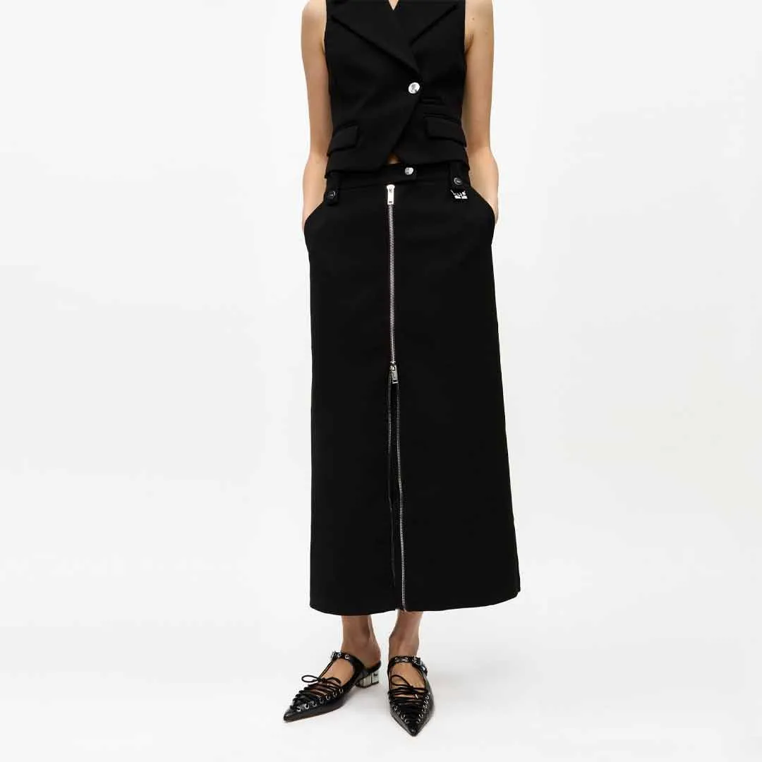 GANNI W0240 Bonded Crepe Long nederdel - sort
