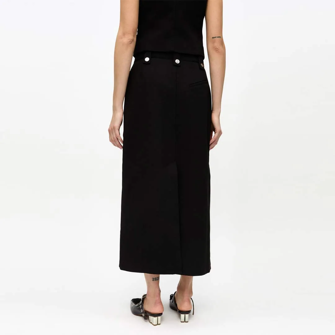 GANNI W0240 Bonded Crepe Long nederdel - sort