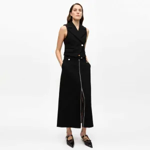 GANNI W0240 Bonded Crepe Long nederdel - sort