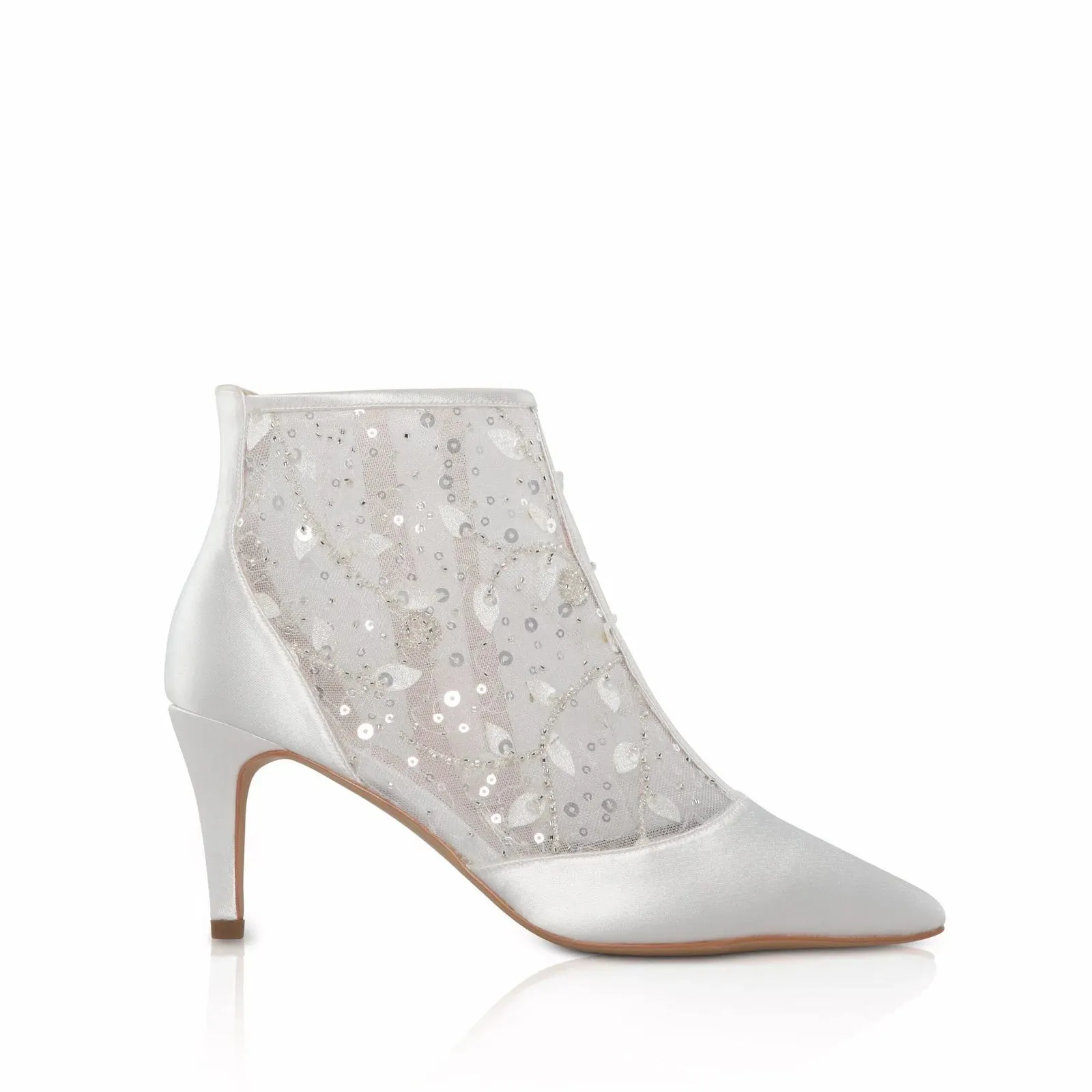 Ivory Satin Wedding Boot with Sequinned Lace By Perfect Bridal, IMOGEN