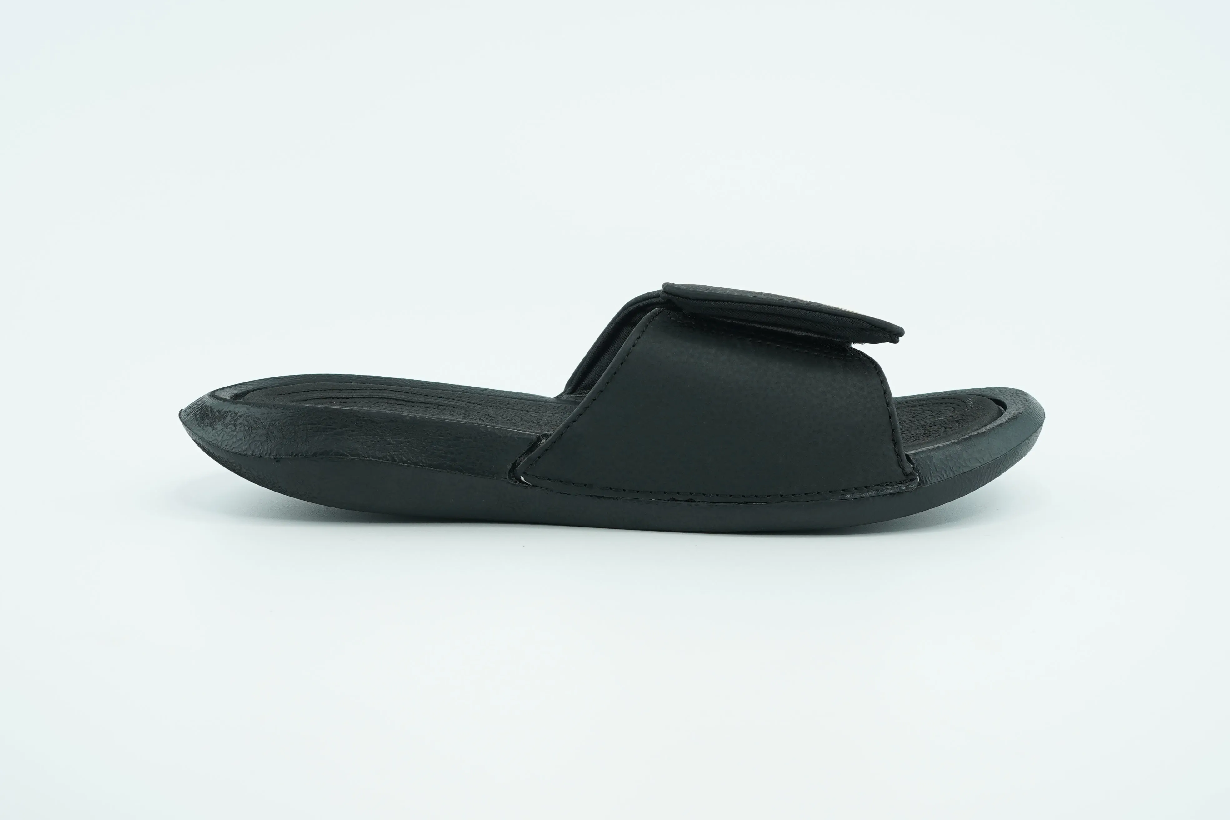 Jordan Slides in black color  with golden color logo