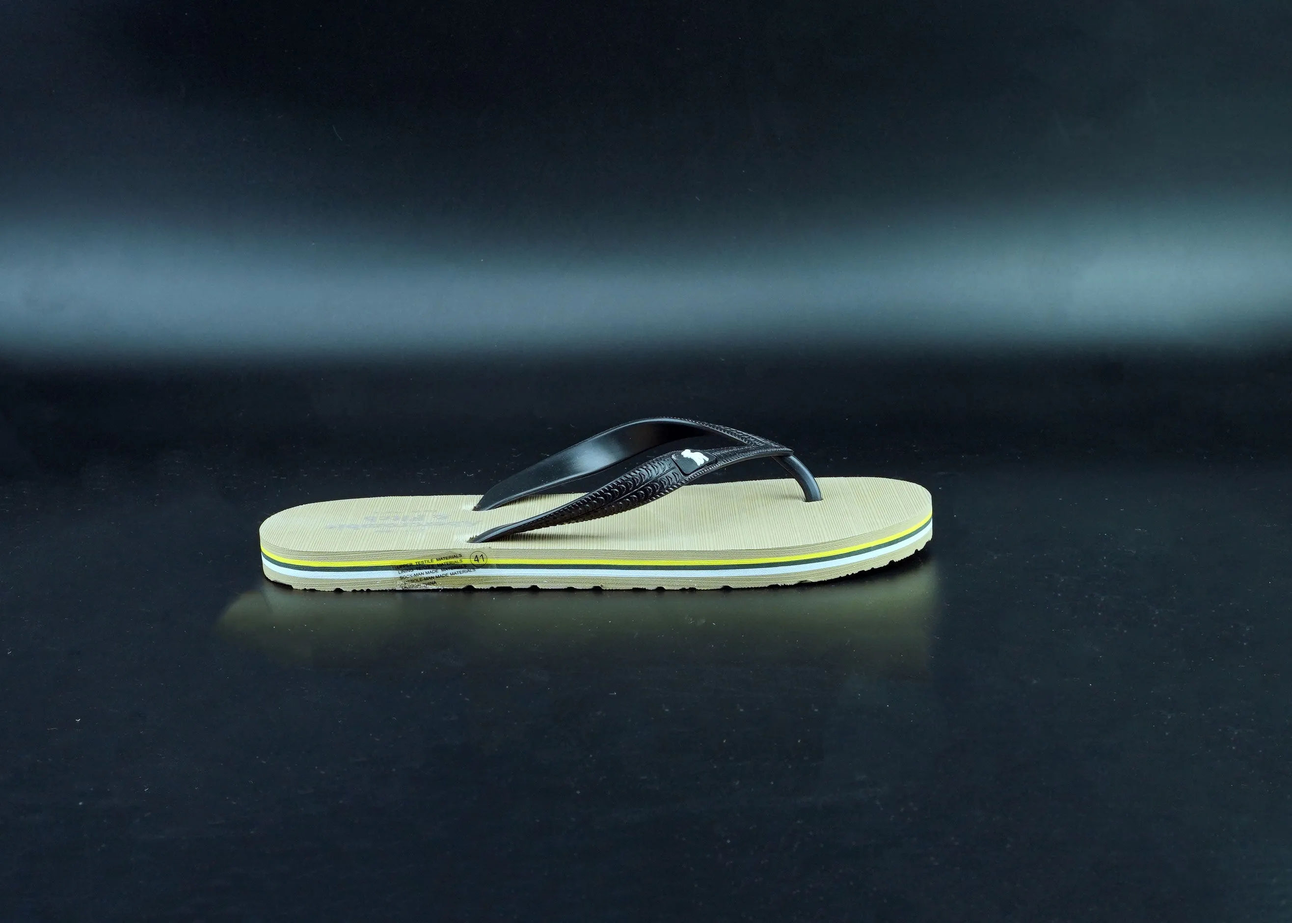 Khaki and black slippers for men