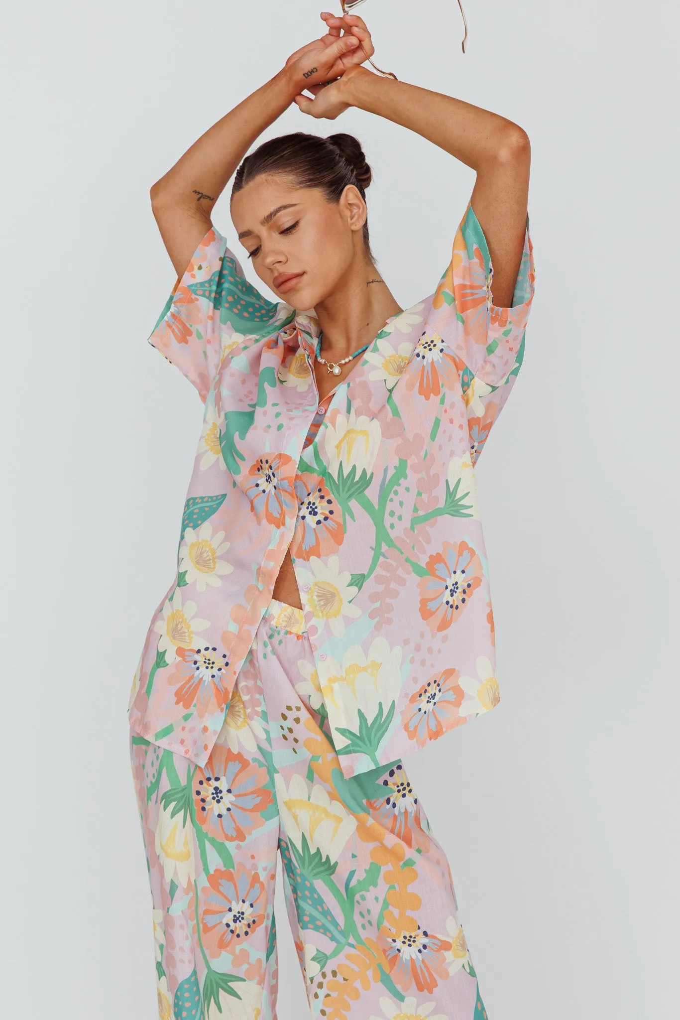 Kiko Button-Up Shirt Print Pink Multi
