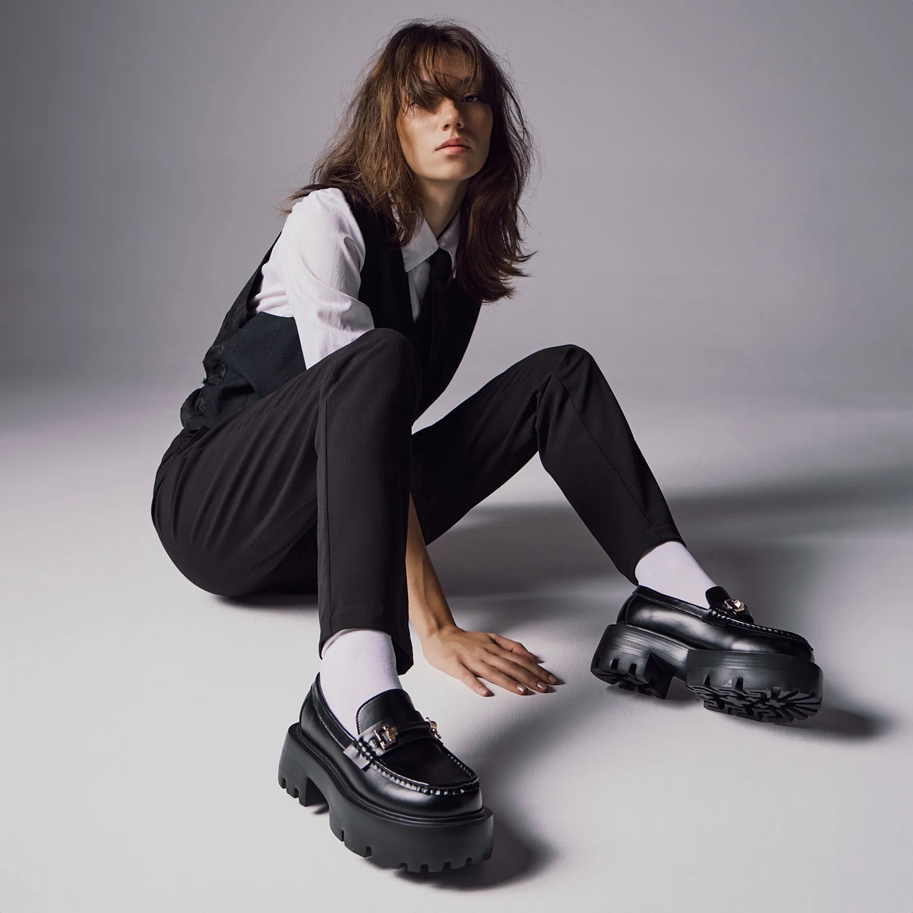 Loafers Chunky με Τόκα - Μαύρα