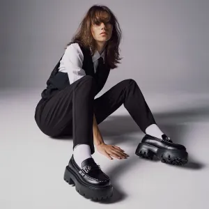 Loafers Chunky με Τόκα - Μαύρα
