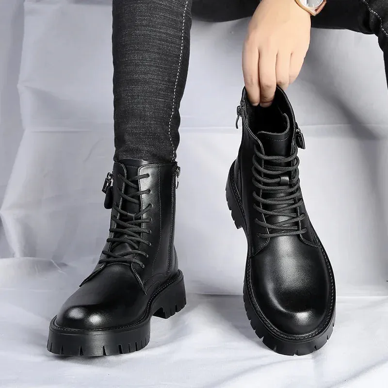 Luxury Men's Chelsea Boots - High-End English Style Thick Sole, Top Layer Leather, Premium Brand Casual Footwear