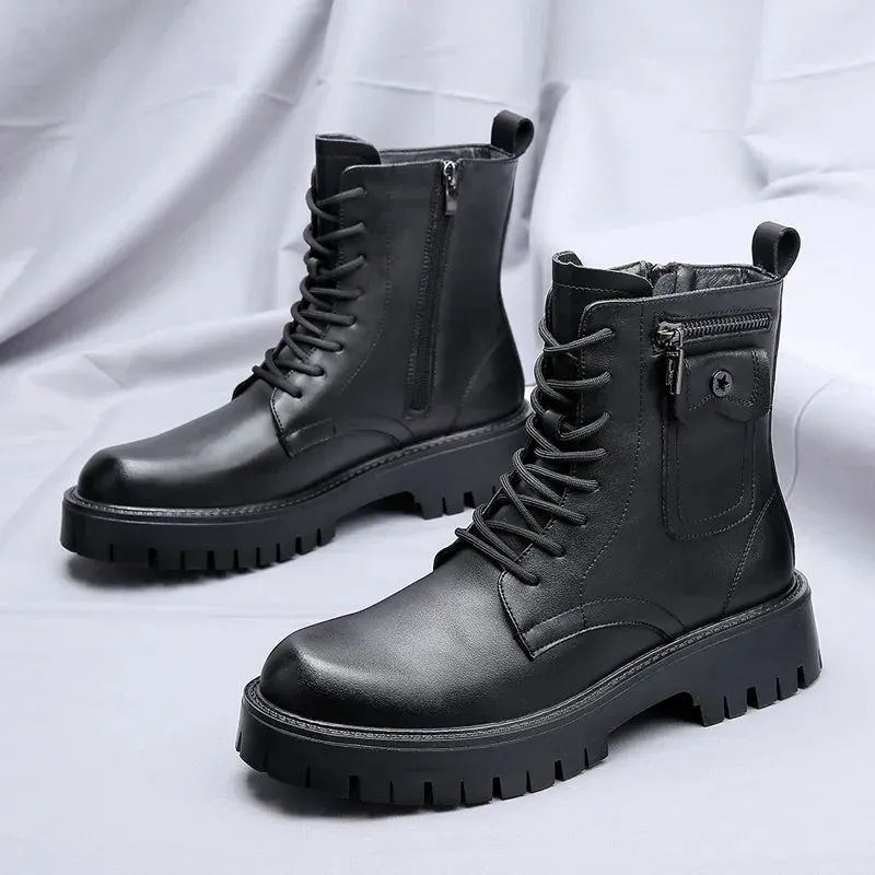 Luxury Men's Chelsea Boots - High-End English Style Thick Sole, Top Layer Leather, Premium Brand Casual Footwear