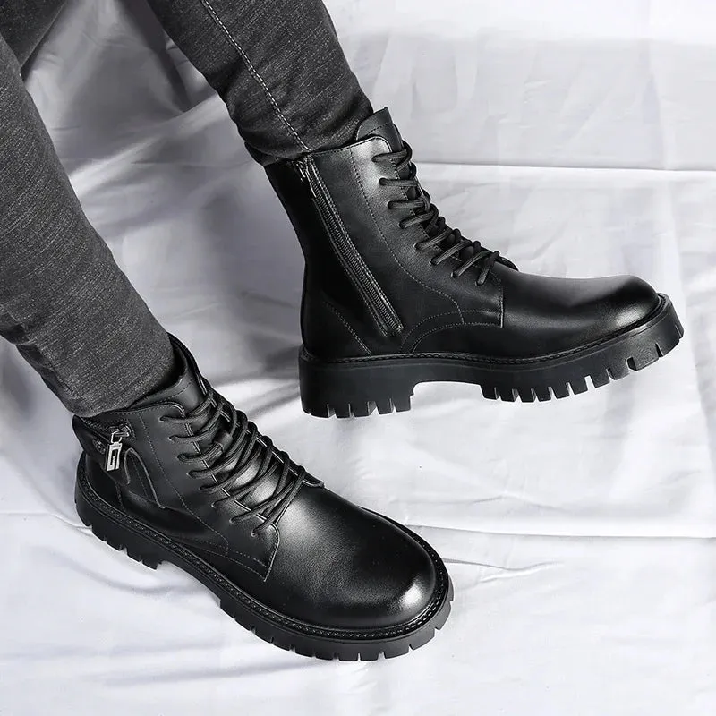 Luxury Men's Chelsea Boots - High-End English Style Thick Sole, Top Layer Leather, Premium Brand Casual Footwear