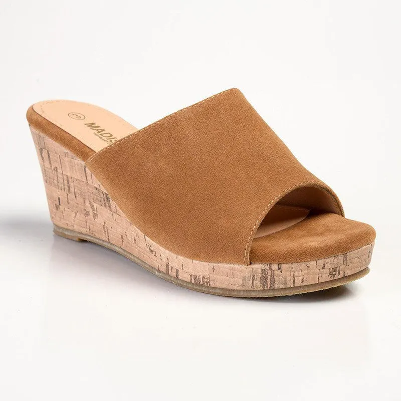 Madison Trudy Slip On Wedge Sandal - Tan